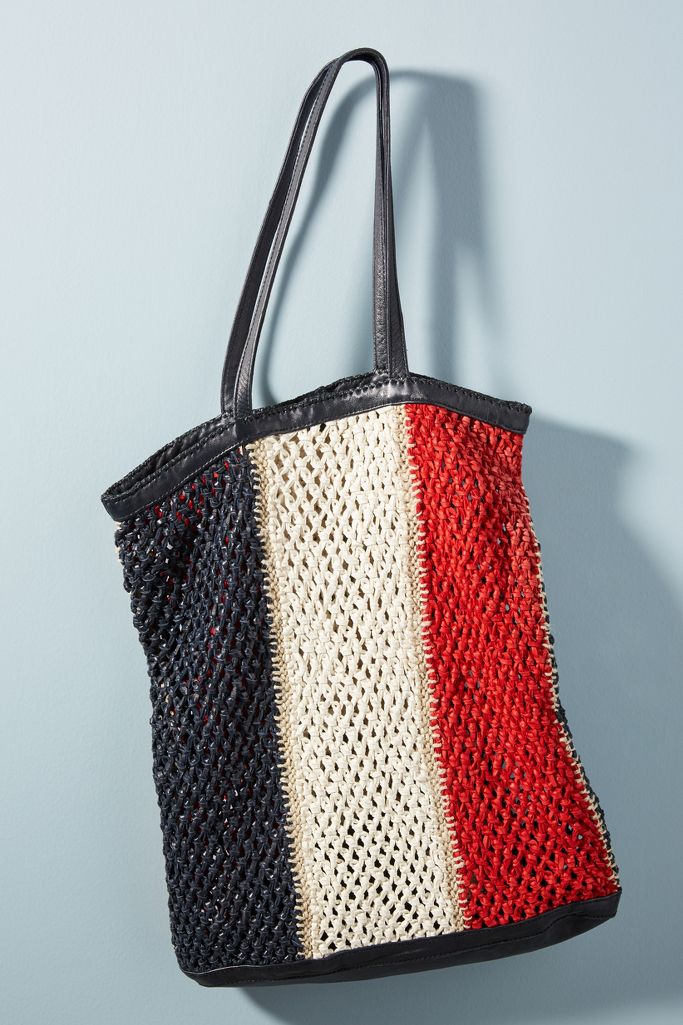 En Shalla Leather Striped Tote Bag | Anthropologie