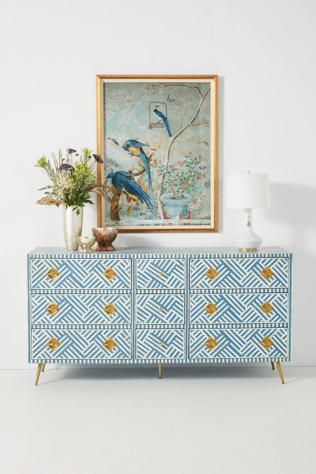 Optical Inlay Nine-Drawer Dresser | Anthropologie