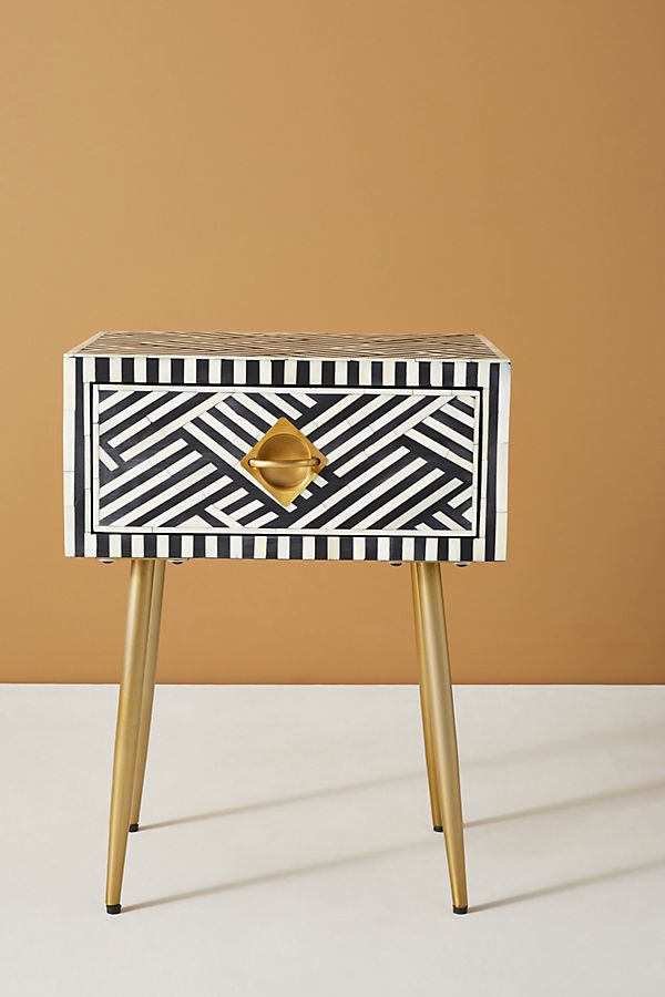 Slide View: 2: Optical Inlay Nightstand