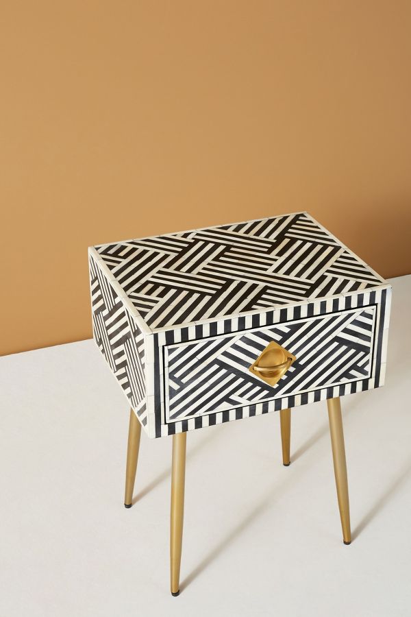 Optical Inlay Bedside Table Anthropologie Uk