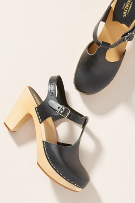 Swedish Hasbeens T-Strap Clog Sandals | Anthropologie