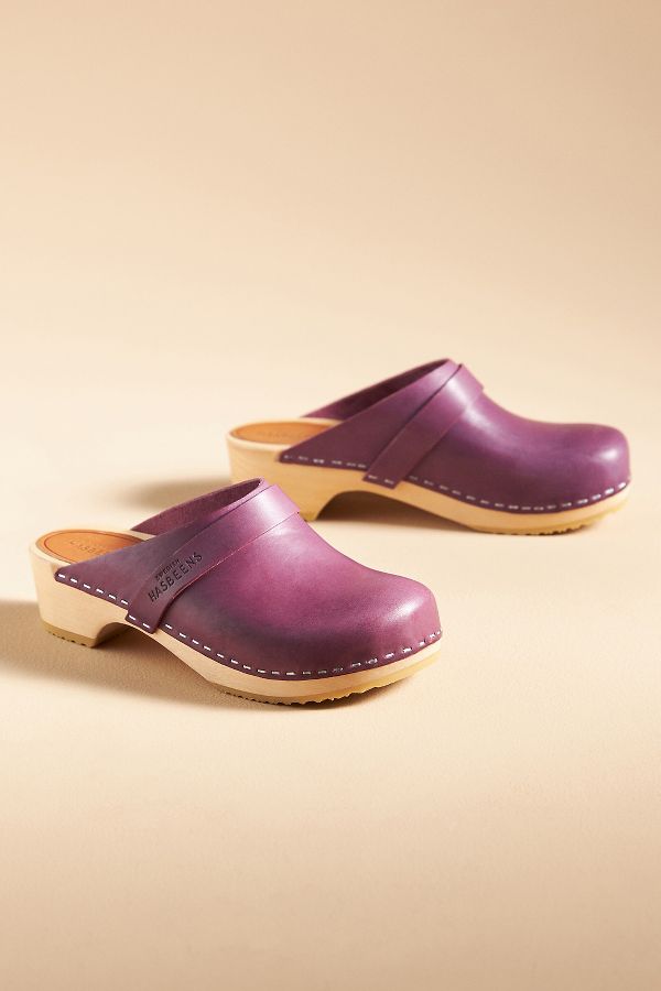 Slide View: 2: Swedish Hasbeens Leather Clogs