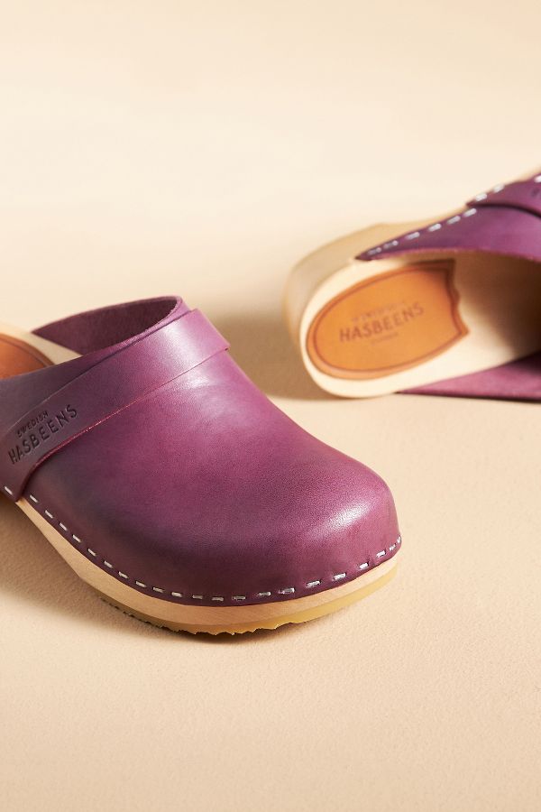 Slide View: 3: Swedish Hasbeens Leather Clogs