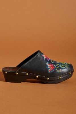 embroidered clogs