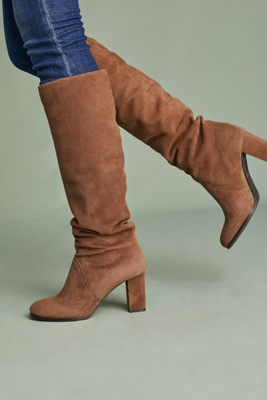 suede slouch knee high boots