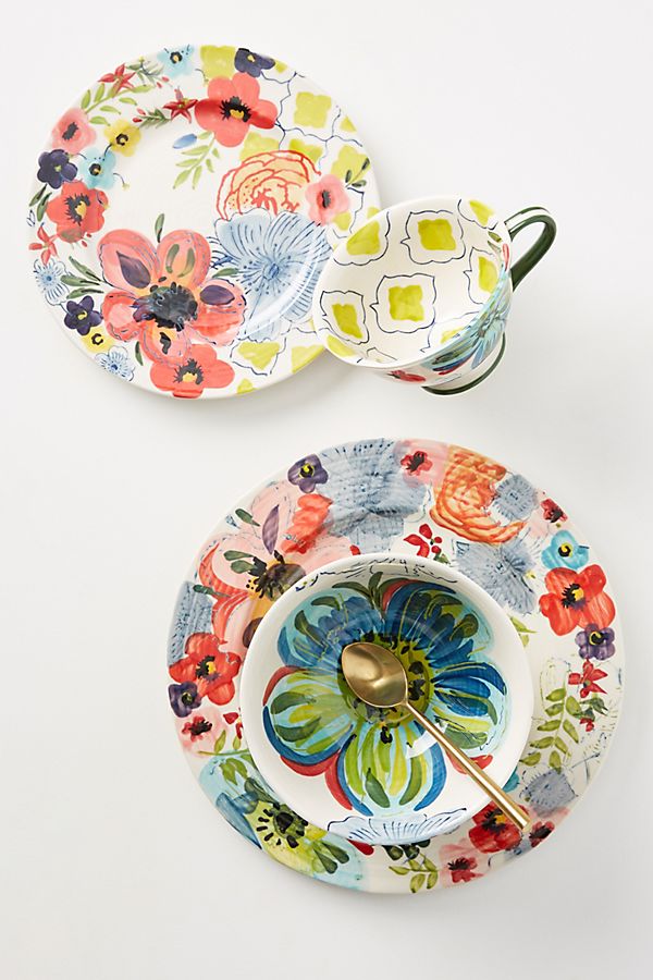 Slide View: 1: Sissinghurst Castle Dinner Plates, Set of 4