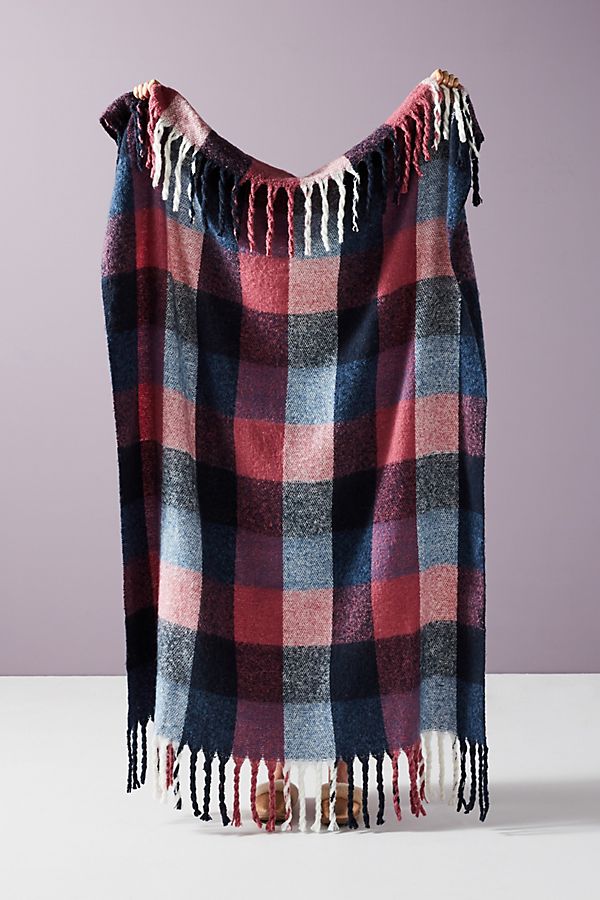 Slide View: 1: Soft Plaid Throw Blanket