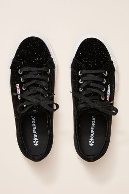 superga black velvet sneakers