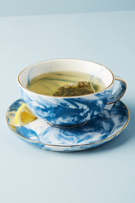 Strata Cups & Saucers, Set of 4 | Anthropologie