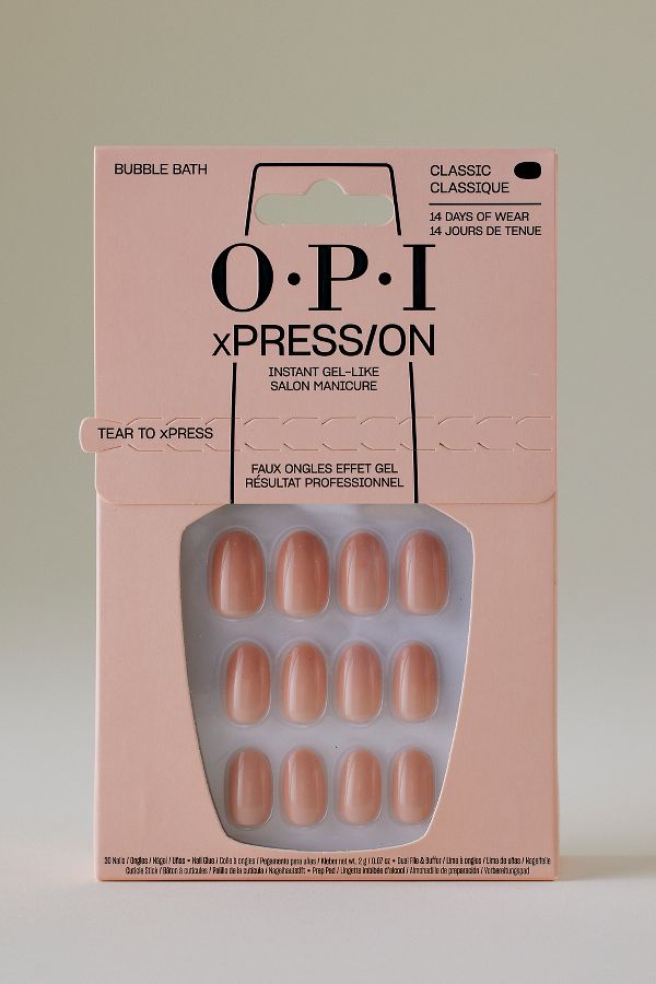 Slide View: 1: OPI xPRESS/ON Sheer Pink Press On Nails Gel-Like Salon Manicure - Bubble Bath