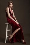 Thumbnail View 1: Jenny Yoo Logan Deep-V Velvet Column Gown