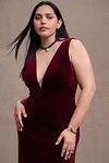 Thumbnail View 5: Jenny Yoo Logan Deep-V Velvet Column Gown