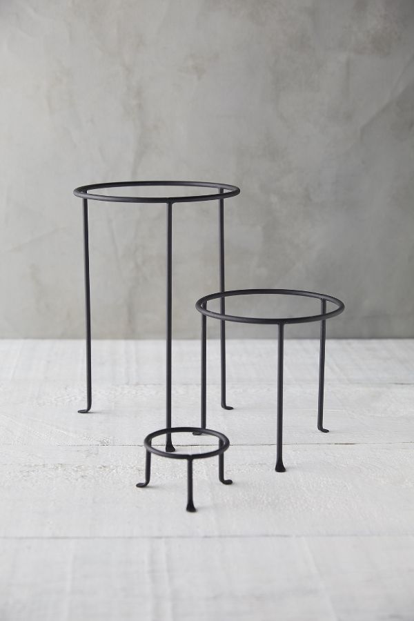 Slide View: 1: Matte Black Plant Stand, Tall