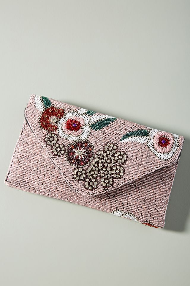 Rose Rocker Beaded Envelope Clutch | Anthropologie UK