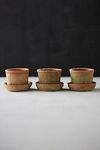 Thumbnail View 3: Earth Fired Clay Mini Pot + Saucer, Set of 3