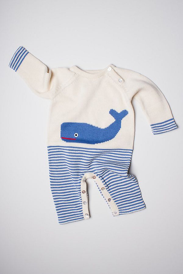 Slide View: 1: Estella Organic Whale Baby Romper