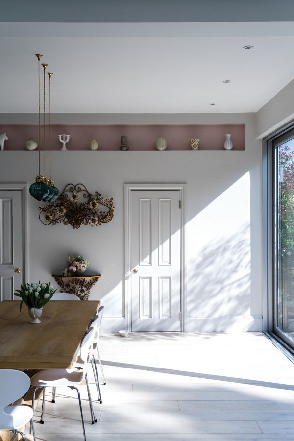 Pavilion Gray No.242 by Farrow & Ball in a lovely traditional style dining room.