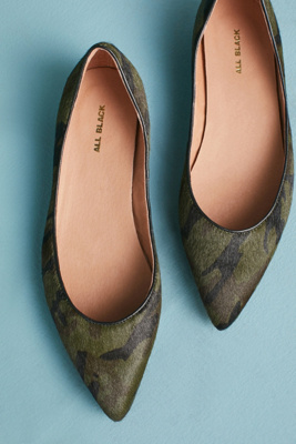 all black jungle ballet flats