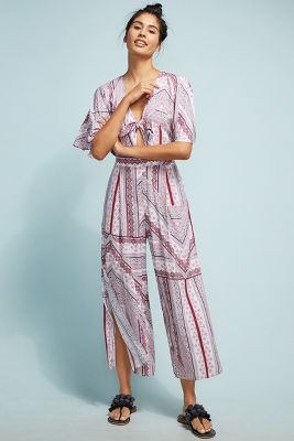 anthropologie striped jumpsuit