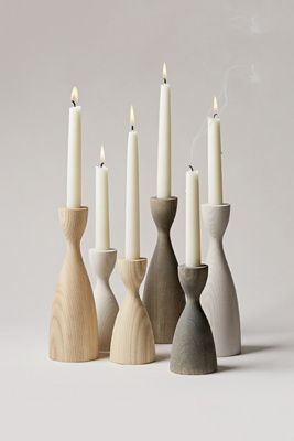 white candle stick holders