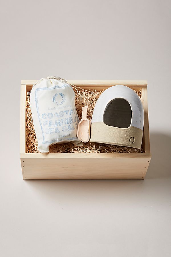 Slide View: 1: Farmhouse Pottery Salt and Cellar Gift Set
