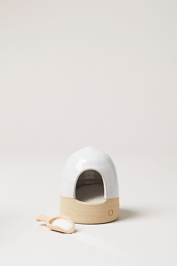 Slide View: 1: Farmhouse Pottery Beehive Salt Cellar and Spoon