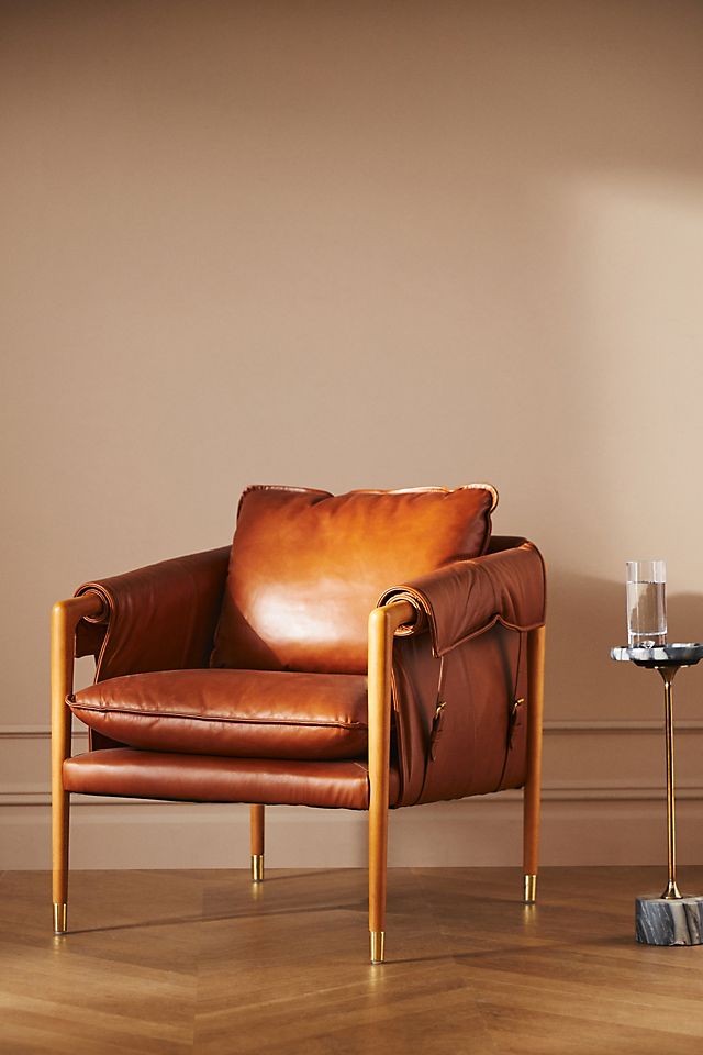 Havana Leather Chair Anthropologie, Orange Leather Chair