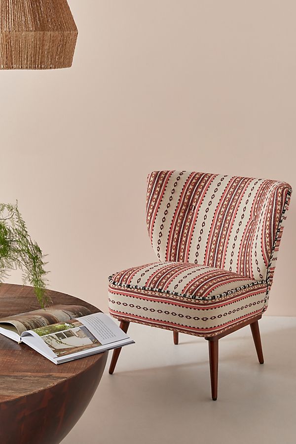 Slide View: 1: Cheyenne-Striped Woven Petite Accent Chair