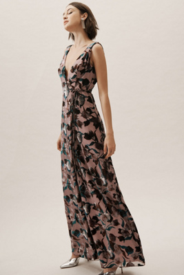 anthropologie velvet wrap dress
