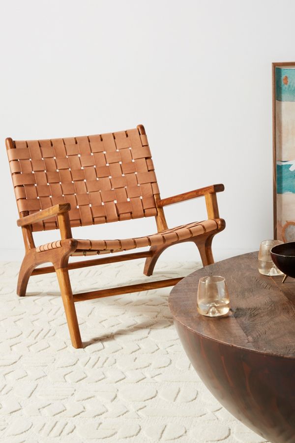 Kamara Leather Loomed Chair Anthropologie