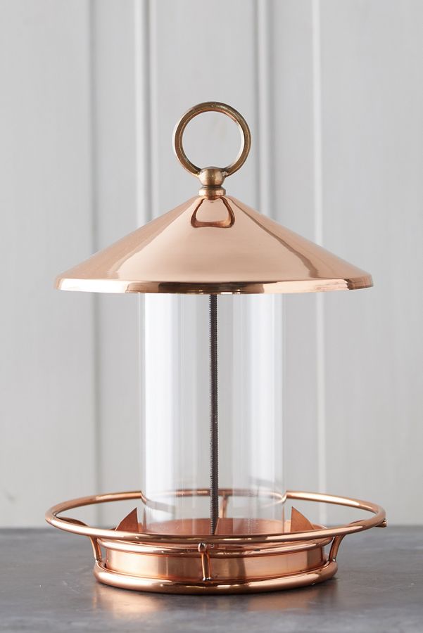 Slide View: 4: Short Solid Copper Bird Feeder