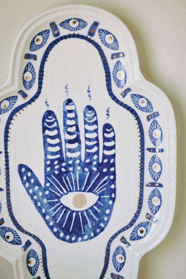 Slide View: 2: Hamsa Stoneware Platter