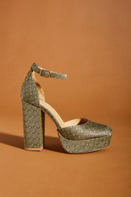 patterned platform heels