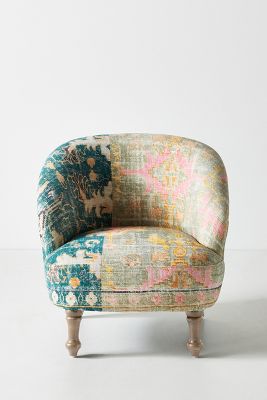 teal print chair