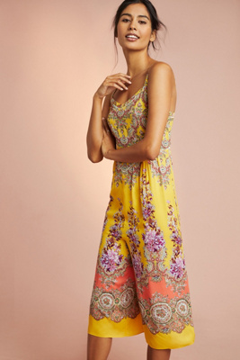 anthropologie yellow jumpsuit