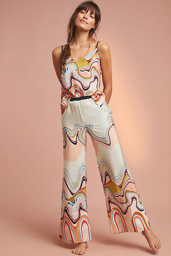 Slide View: 1: Waves Silk Sleep Pants