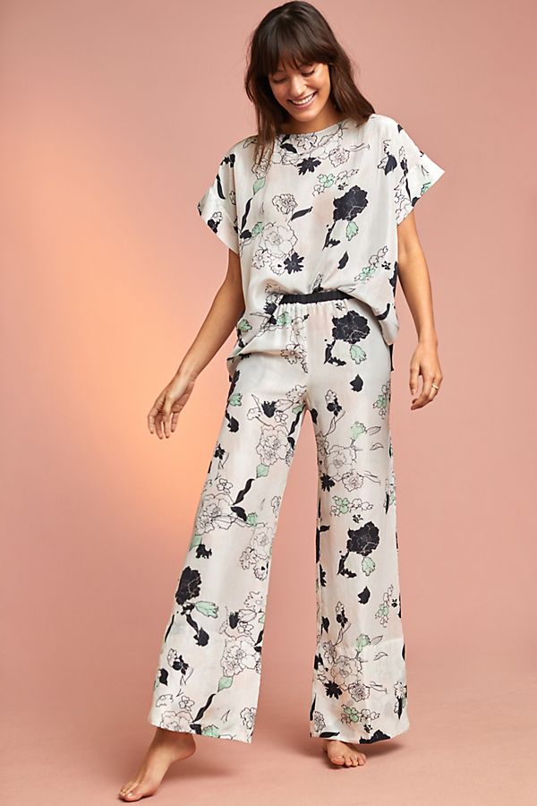 Slide View: 1: Coco Floral Silk Pants