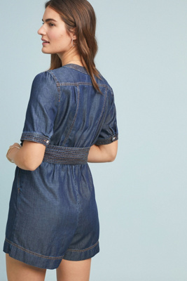 pilcro belted denim jumpsuit