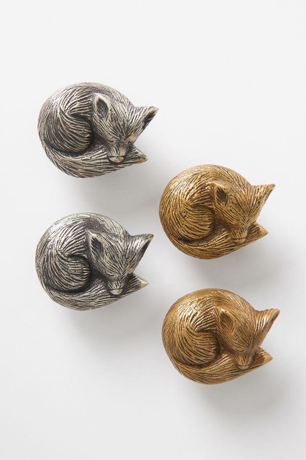 Slide View: 3: Sleeping Fox Knobs, Set of 2