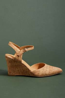 bill blass perdi cork wedge heels