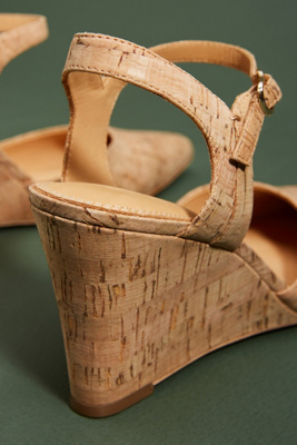 bill blass perdi cork wedge heels