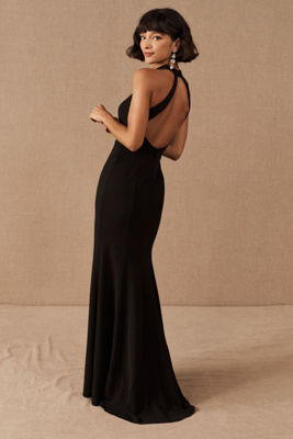 black maxi dress for wedding guest