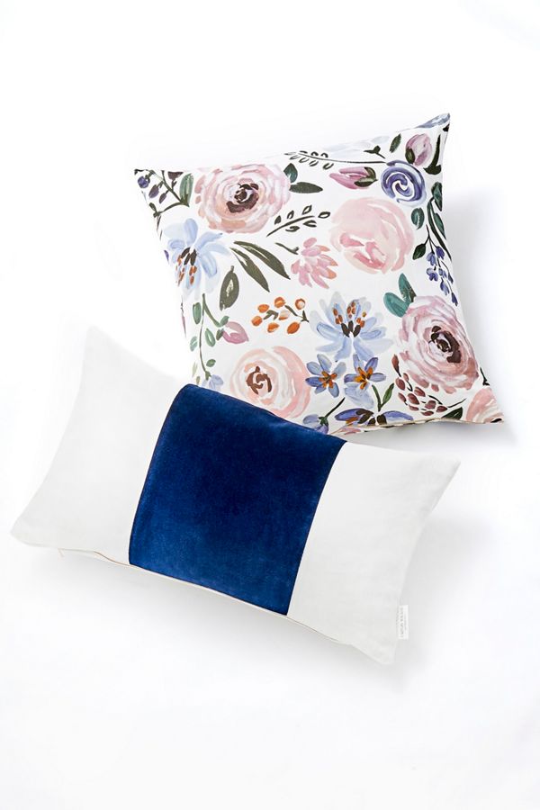 Caitlin Wilson Navy Velvet Broad Stripe Pillow Anthropologie