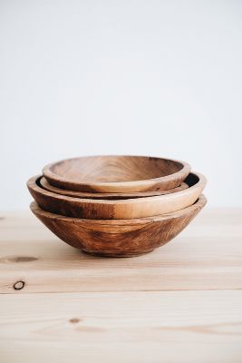 Roan Iris Hand Carved Olive Wood Serving Bowl