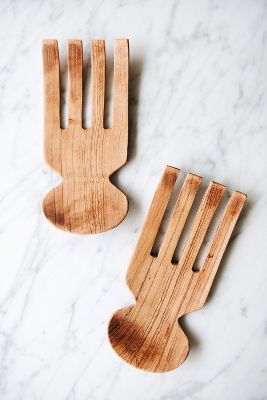 Roan Iris Olive Wood Claw Salad Servers