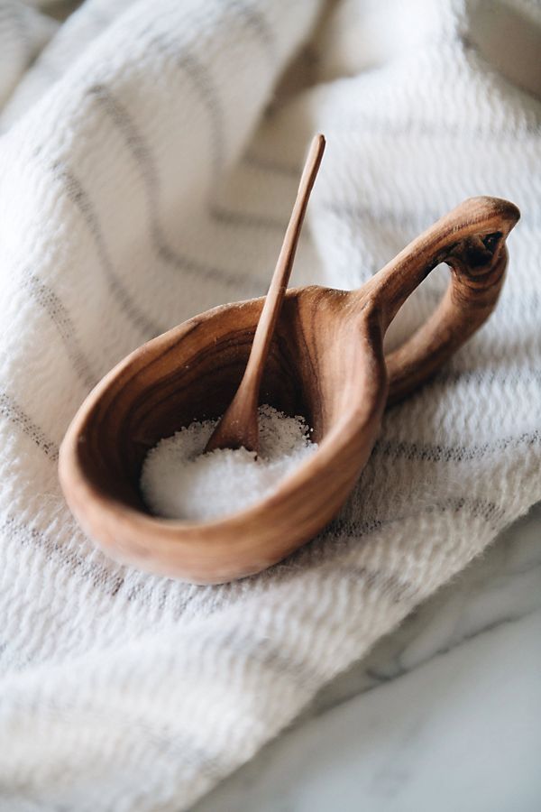 Slide View: 2: Connected Goods Olive Wood Spice Bowl and Spoon