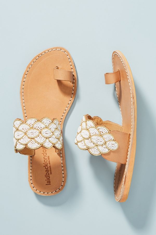 Laidback London Beaded Strap Slide Sandals Anthropologie