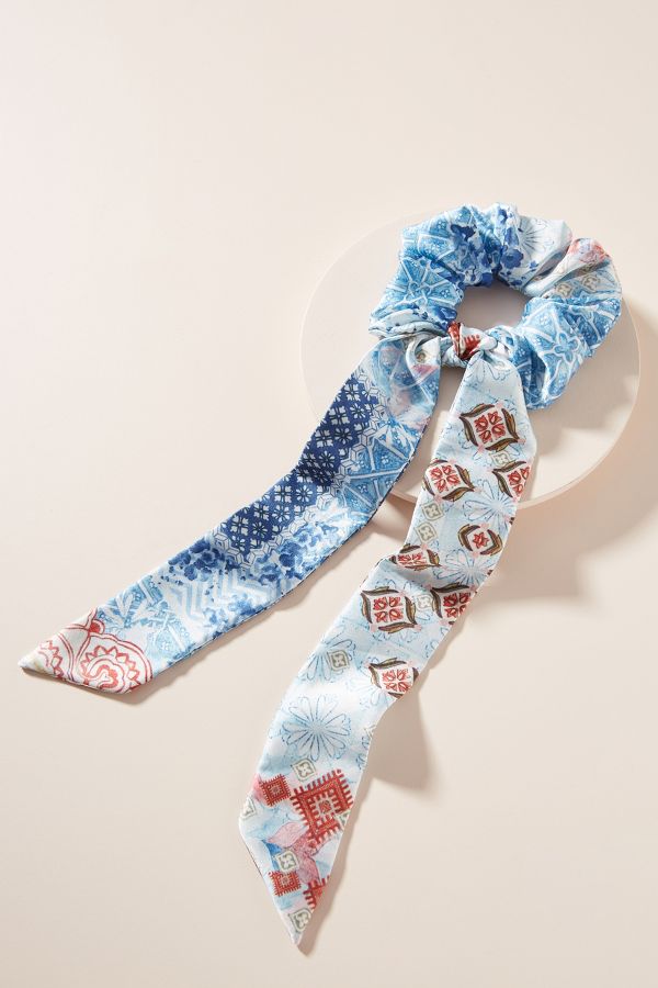 Slide View: 1: Ronnie Floral Scarf Ponytail Holder