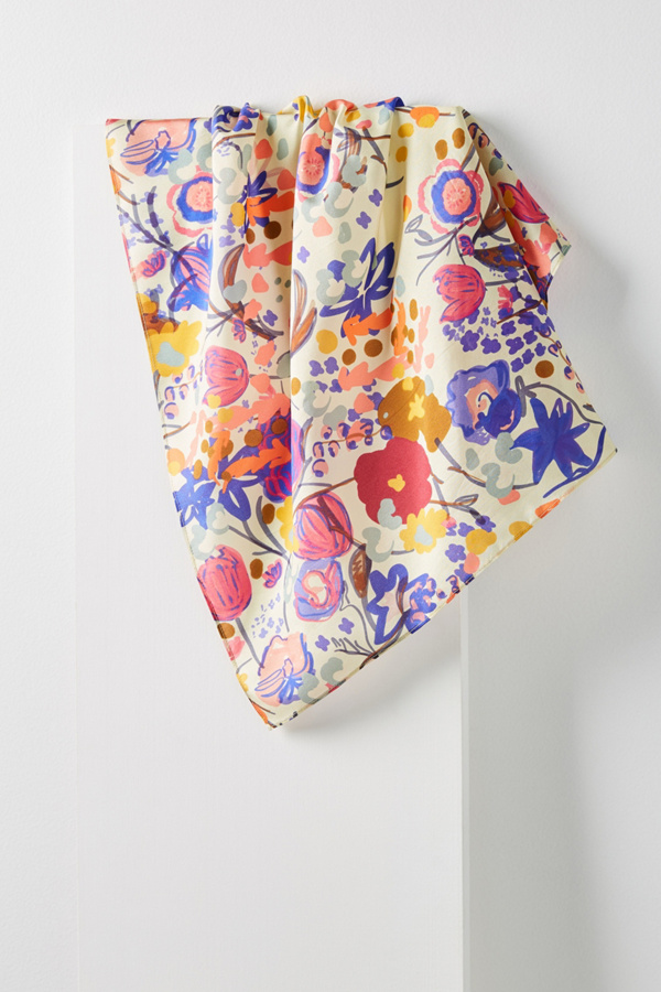 Fanciful Florets Silk Kerchief Scarf Anthropologie