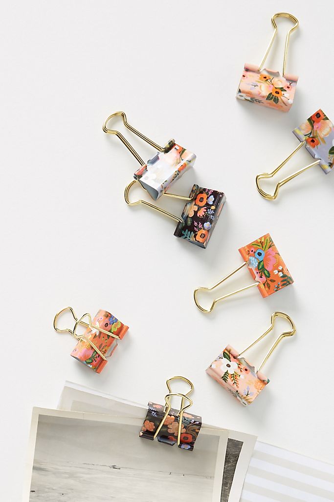 Rifle Paper Co. Posies Binder Clips, Set of 8 | Anthropologie
